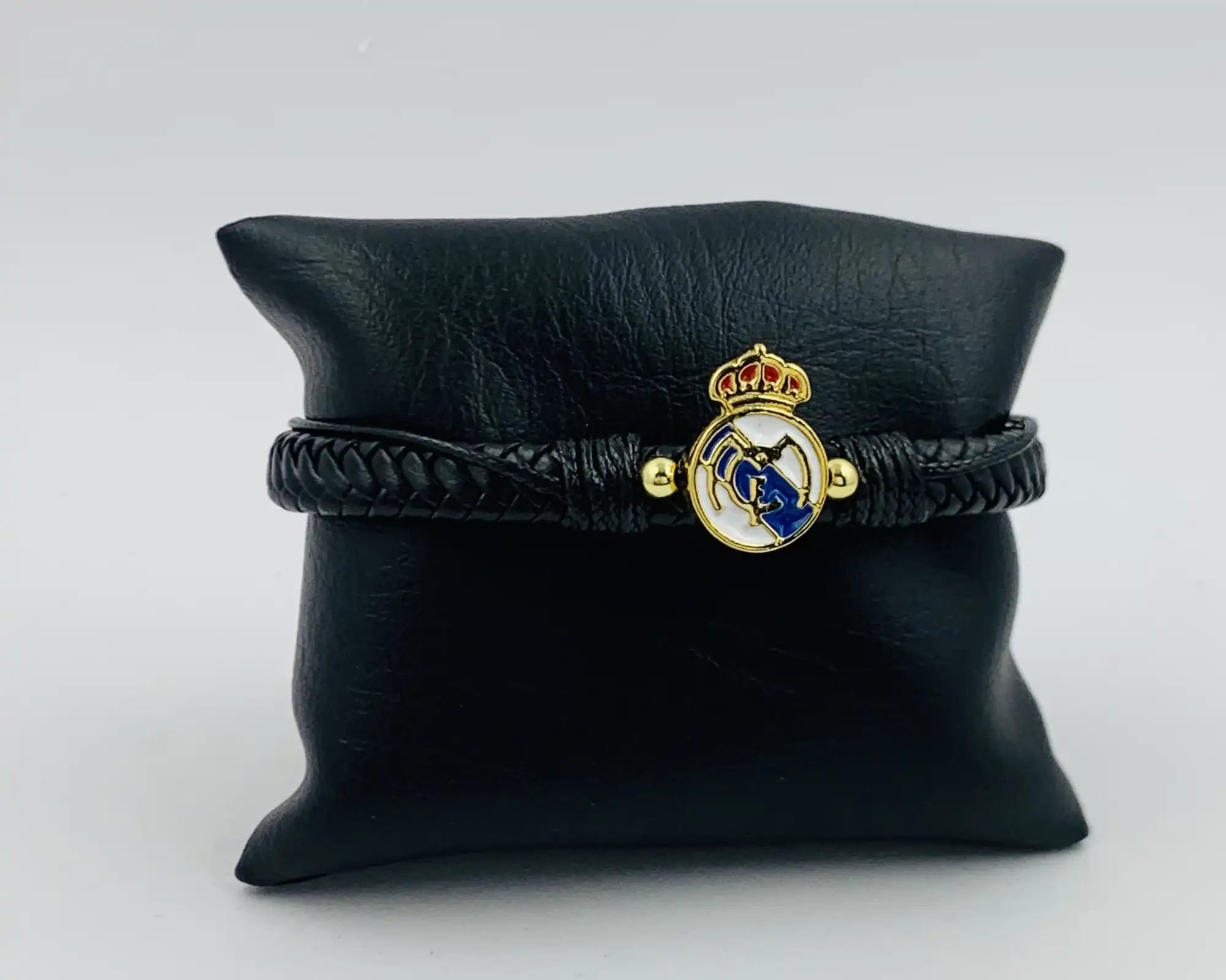 Pulsera de Equipos de Fútbol en Cuero y Oro Laminado