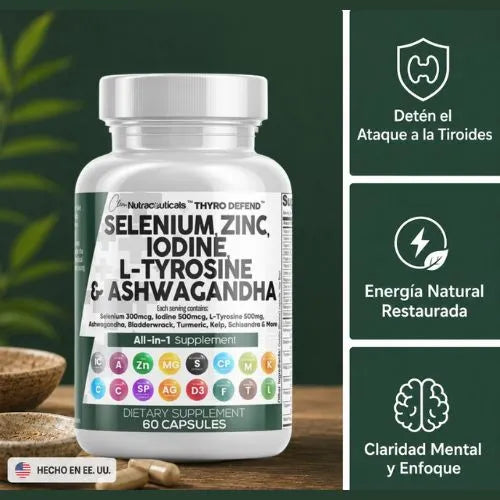ThyroDefend - Controla la hormona de la Tiroides, mantén un peso estable y aumenta tus niveles de energía (60 CÁPSULAS)
