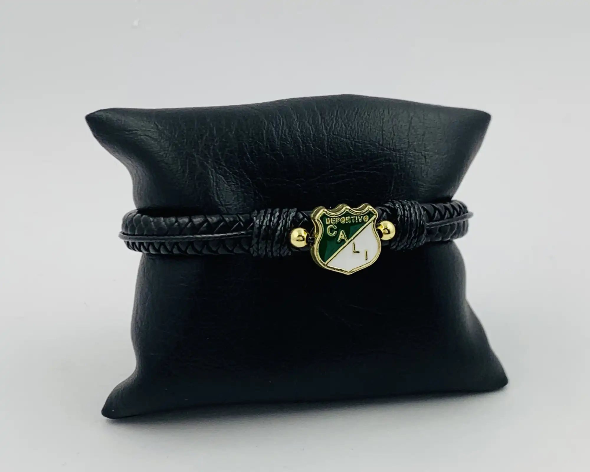 Pulsera de Equipos de Fútbol en Cuero y Oro Laminado
