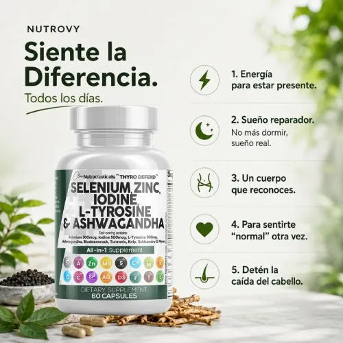 ThyroDefend - Controla la hormona de la Tiroides, mantén un peso estable y aumenta tus niveles de energía (60 CÁPSULAS)