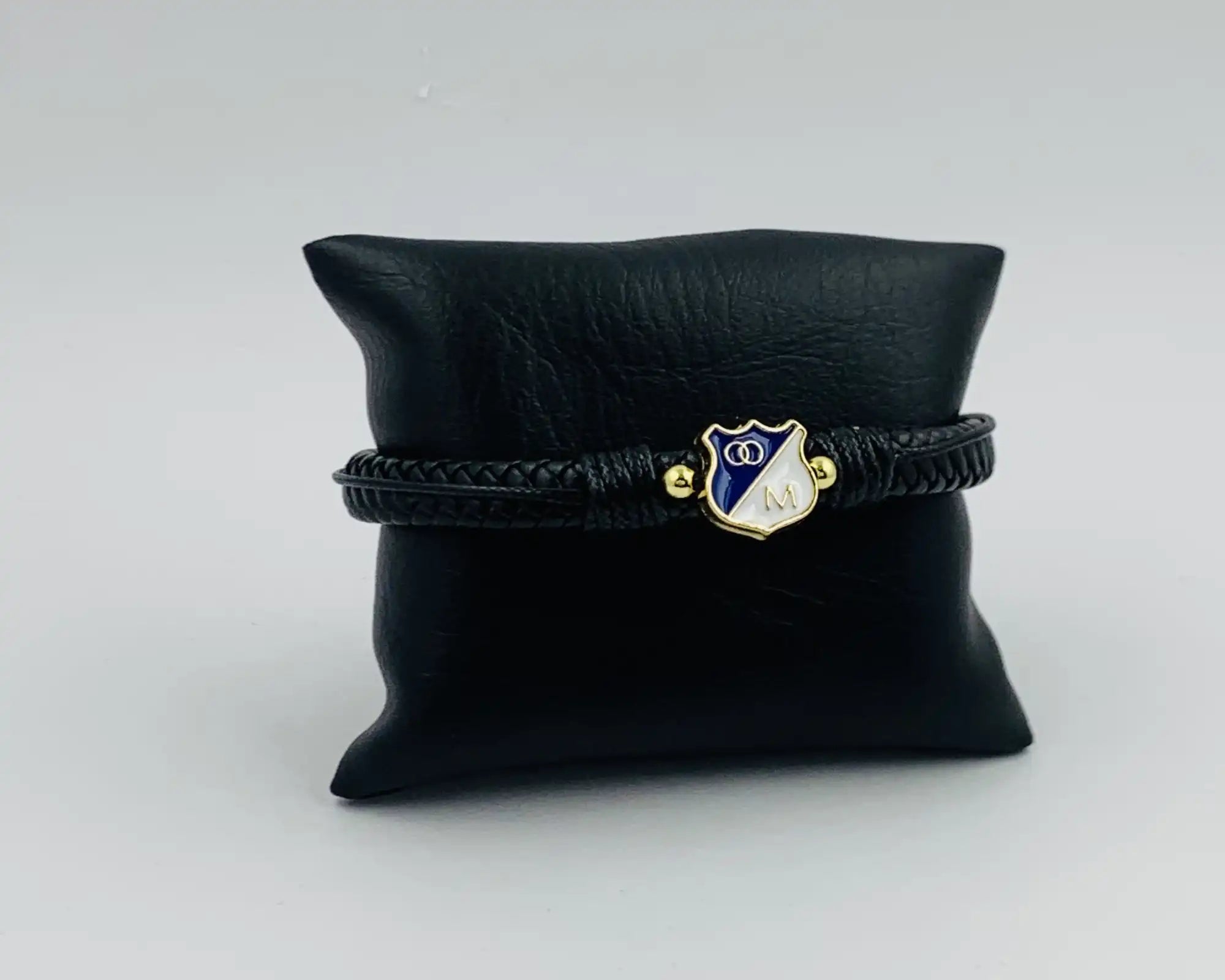 Pulsera de Equipos de Fútbol en Cuero y Oro Laminado
