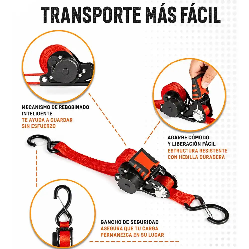 Correas retráctiles de amarre – Asegura tu carga en segundos y sin enredos