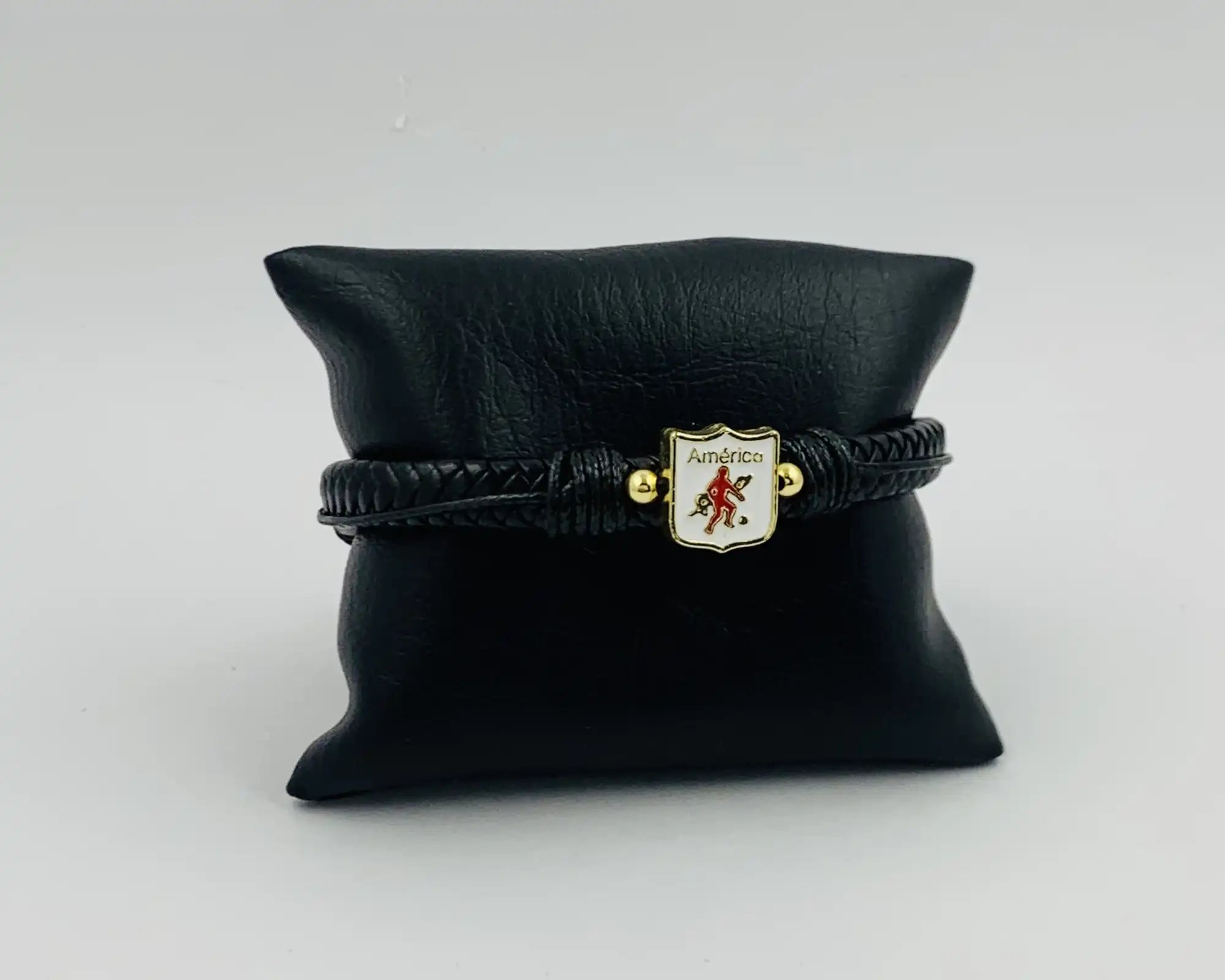 Pulsera de Equipos de Fútbol en Cuero y Oro Laminado
