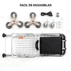Transporta tus compras por escaleras en minutos y menos esfuerzo, usando su sistema de ruedas giratorias diseñado para avanzar escalón por escalón sin complicaciones.