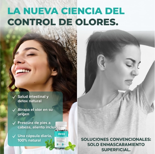 Controla el mal olor corporal con una fórmula de clorofilina de acción interna, sin cremas, sin sprays y con una rutina tan simple como tomar 1 cápsula diaria.