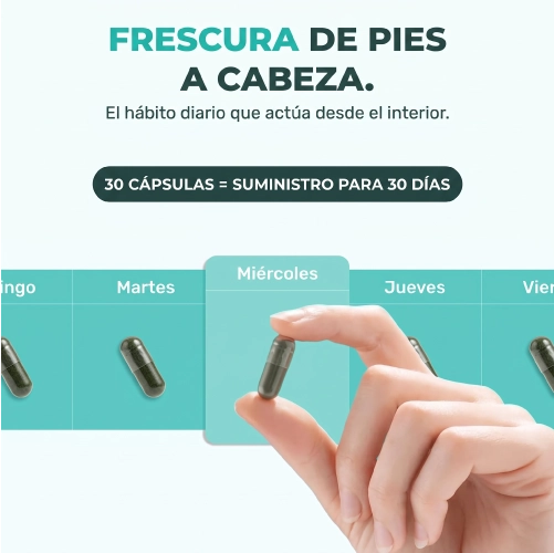 Controla el mal olor corporal con una fórmula de clorofilina de acción interna, sin cremas, sin sprays y con una rutina tan simple como tomar 1 cápsula diaria.