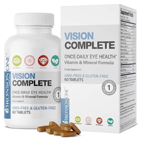Bronson ONE Daily Vision - Evita cataratas, glaucoma o visión borrosa con 12 vitaminas y minerales más extractos botánicos seleccionados, sin rutinas complicadas: solo 1 tableta diaria.