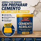 Repara grietas, huecos e imperfecciones desde la primera aplicación con cemento acrílico de alta adherencia, listo para usar en minutos y sin preparar mezclas ni llamar a un maestro.